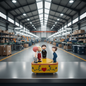 Boîte à musique avec figurines de garçon et fille coquins s'embrassant, sculpture en bois magnétique rotative, entièrement faite à la main, cadeau d'anniversaire - Product Image 4