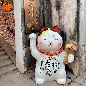 Ornements de décoration de restaurant de style japonais personnalisés, grande sculpture de chat porte-bonheur en fibre de verre réaliste en trois dimensions pour la tête de porte - Product Image 6