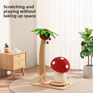 Árbol rascador para <span class=keywords><strong>gatos</strong></span> con forma de hongo, base giratoria para juguetes y poste rascador con forma de palmera, mueble ahorrador de espacio para <span class=keywords><strong>gatos</strong></span> de interior - Product Image 5