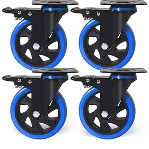 New Arrival No noise 5 inch Swivel durable Blue PVC Medium Duty Caster Wheel With Brake