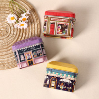 Boîte de rangement créative en forme de petite maison, boîtes en fer en forme de maison, boîte d'emballage en fer, boîte d'emballage pour bonbons et en-cas