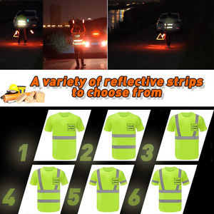 Maglietta da Lavoro Nera ZUJA ad Alta Visibilità Personalizzata con Nastro Riflettente T-Shirt di Sicurezza Riflettente - Product Image 3