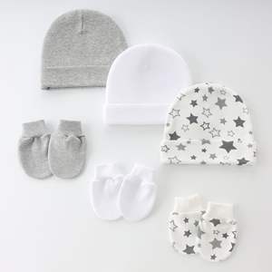 Set de Gorro de Hospital y Manoplas Antiarañazos para Recién Nacido, Conjunto de <span class=keywords><strong>2</strong></span> Piezas para Bebé de 0 a 6 Meses, Niños y Niñas - Product Image 1
