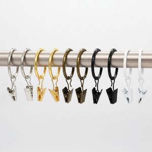 Anneau de rideau en métal en gros, à feuille libre, avec clip - Product Image 1