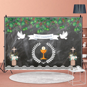 Niño niña <span class=keywords><strong>primera</strong></span> comunión Cruz bautismo redondo elasticidad telón de fondo Dios bendiga círculo fotografía fondo para <span class=keywords><strong>estudio</strong></span> fotográfico - Product Image 6