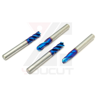 Fraise à queue en carbure monobloc avec revêtement nano bleu, haute dureté HRC45, pour usinage CNC d'acier de moule (profil en bout rond ou carré)