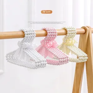 Beishite 20CM Clothing Store Supplies Pet Dog Cat Hangers & Racks Plastic Beaded Pearl Bow Baby Clothes Hanger