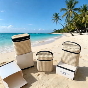 Nouvelle Trousse de Maquillage en Raphia Tressé avec Bordure en Cuir, Style Designer de Luxe, Organisateur de Maquillage en Paille pour Femme, Voyage et Plage - Product Image 6