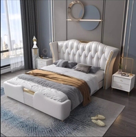 Lit King Size de luxe au design italien Offre Spéciale bois massif rembourrage souple rangement en cuir pour la maison hôtel moderne pour la chambre principale