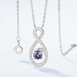 Collar de Plata de Ley 925 con Símbolo de Infinito y Alejandrita, con Baño de Oro Real, Cadena de Clavícula de Lujo Ligero - Product Image 4