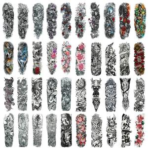 TQB autoadesivo del tatuaggio temporaneo impermeabile braccio pieno grande teschio Old School Tattoo Stickers tatuaggi Flash per uomo donna - Product Image 6
