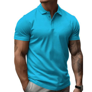 Polo con logotipo personalizado, Polo de diseño formal de manga corta de color sólido, Polo atlético para hombre - Product Image 4
