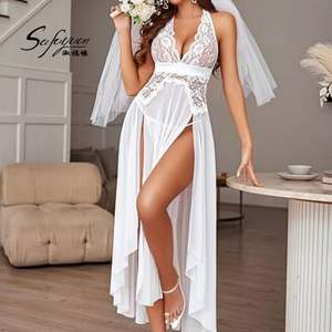 D0201 Wholesale Price Sexy Long Lace Dress Women 18 Girl Pajamas G-<b>string</b> Halter Neck Nightwear Sexy Women Lingerie - Product Image 1