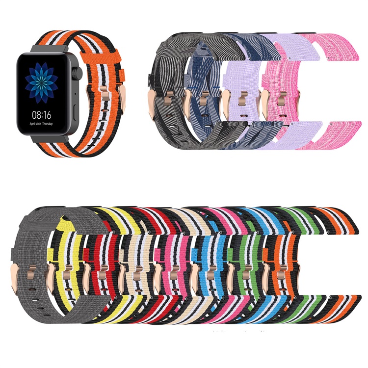 18mm 20mm 22mm Woven Nylon Canvas Watch Band Straps for Amazfit BIP GTS GTR 42mm 47mm