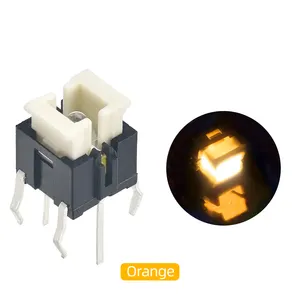 Interruptor momentâneo do diodo emissor de luz, 6x6x7.2mm, laranja, 6 pinos de luz smd/dip, 12v com lâmpada tática, interruptores iluminados