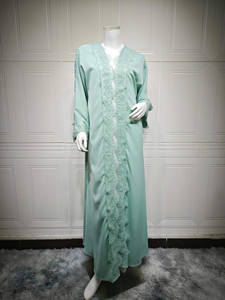 Фабрика Sharut Abaya: OEM/ODM Дубайская абайя класса люкс для Рамадана и Ид, исламское женское платье, скромное кимоно с кружевной отделкой, открытая абайя-платье - Product Image 4