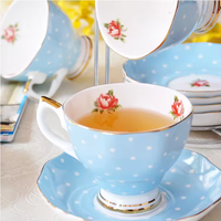 Service à thé en porcelaine fine de style rétro européen avec poignée, écologique, compatible lave-vaisselle, réutilisable, sans BPA, pour l'heure du thé