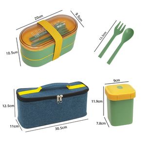 2Tier Leakproof Bento Box <b>Set</b> with <b>Lunch</b> Bag Utensils 800ml Stackable Meal Prep Container with Sauce Jar Portable BPA-Free <b>Lunch</b> - Product Image 1