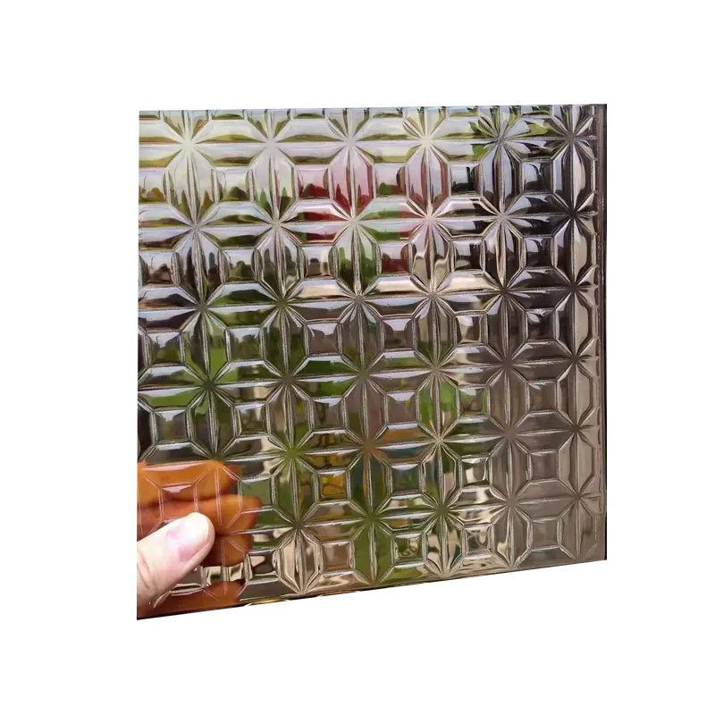 Visión oscura Vidrio decorativo Vidrio templado de fusión en caliente Vidrio fundido de frita fina 3-19mm Patrones múltiples y forma