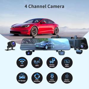 Kamera dasbor 11.66 ° layar sentuh IPS 360 inci, kamera 4 lensa <span class=keywords><strong>DVR</strong></span> mobil dengan GPS/WiFi 1920x1080P <span class=keywords><strong>HD</strong></span> perekam mengemudi untuk semua kendaraan - Product Image 5