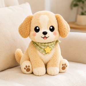 Offre Spéciale : Peluche Chiot Doré Personnalisée, <span class=keywords><strong>Chien</strong></span> en Peluche Doux avec Bandana à Carreaux Verts et Pendentif Étoile pour Cadeau Enfant, Fabrication OEM - Product Image 2