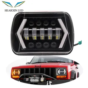 55W 7x6'' 5X7" High Quality LED Projector Headlight Bulb Hi-Lo Beam Halo for Jeep Cherokee XJ Car Light Car Accessories
