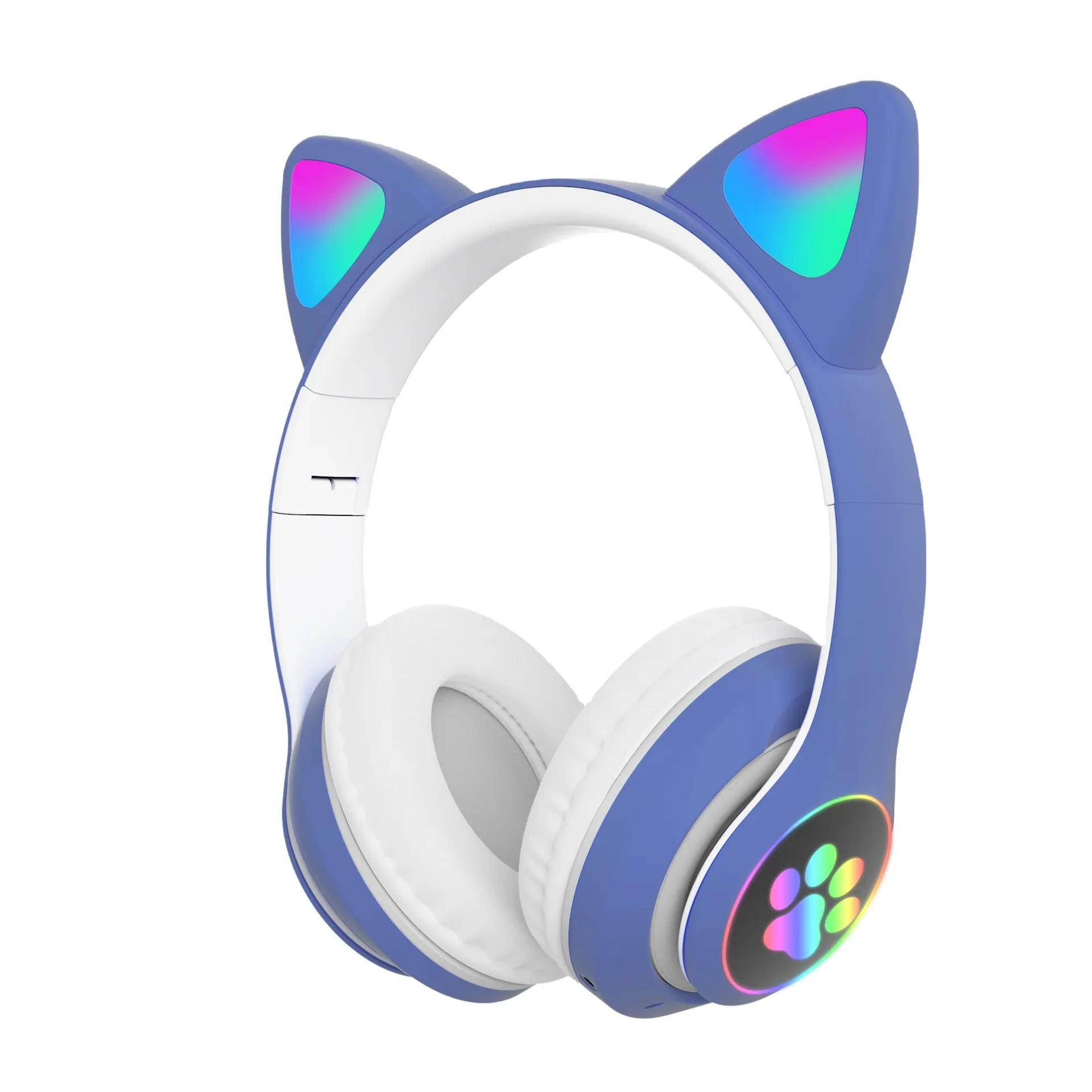 oem customized logo headphone Wireless sport Music cute girl cat ear wireless led Gaming Bluetooth Earphones Headset With Micro