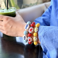 Bracelet perlé fantaisie en acrylique et céramique, motifs de dessins animés colorés, avec perles de rocaille, ensembles de bijoux pour femmes
