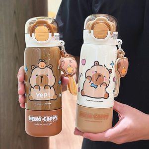 Hello Cappy Insulated Water Bottle 500Ml <b>Stainless</b> <b>Steel</b> Kids <b>Tumbler</b> With Straw For School Children - Product Image 1