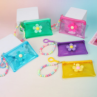 Dompet Kecil Transparan Tahan Air Murah, Kantong Kunci Portabel Tahan Lama untuk Luar Ruangan, Dompet Koin PVC