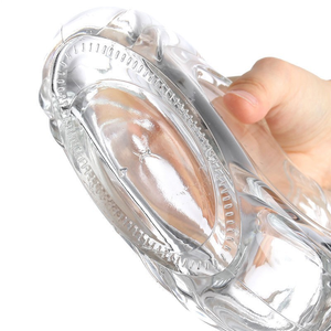 Bouteille à liqueur plate et ronde en cristal blanc transparent, à fond épais, pour gin, brandy XO et vin <span class=keywords><strong>de</strong></span> fruits, bouteille en verre ronde - Product Image 3