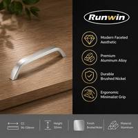 Poignée de meuble moderne en alliage d'aluminium nickel brossé 96-128 mm pour armoire de cuisine, commode, usage en entrepôt, durable et antirouille