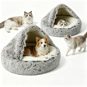 Camas para mascotas, cama para perros, cama para gatos, cama cueva para gatos, cama cubierta para gatos, camas para gatos de interior, cueva suave para mascotas, casa para gatos, lavable para uso diario. - Product Image 1