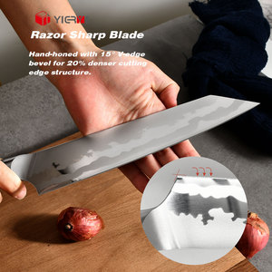 Ensemble de 8 couteaux de chef modernes en acier inoxydable avec porte-couteau magnétique en bois d'acacia <span class=keywords><strong>Kit</strong></span> d'accessoires de cuisine - Product Image 4