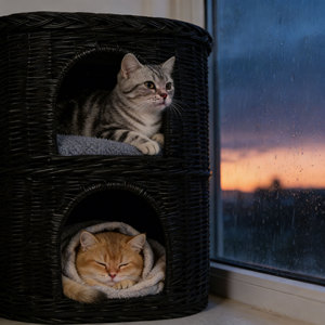 บ้านแมวหวายสานมือสอง<span class=keywords><strong>ชั้น</strong></span> เตียงแมวหวาย <span class=keywords><strong>คอนโด</strong></span>สัตว์เลี้ยงในร่มและกลางแจ้ง พร้อมเบาะนุ่ม - Product Image 1