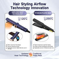 Coiffant Professionnel 2 en 1 à Air Chaud Cheveux Mouillés et Secs Lisseur Sèche-Cheveux Ionique avec Technologie de Flux d'Air