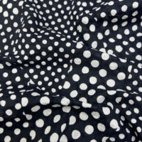 Tissu en coton Salt Shrink 80 g/m² blanc à pois, sans repassage, en stock, pour robe, chemisier, jupe, largeur 50 pouces