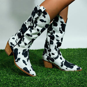 <span class=keywords><strong>Bottes</strong></span> de cow-boy pour femmes en cuir PU à talon épais et à bout pointu, de qualité supérieure, pour l'hiver, vente en gros - Product Image 2