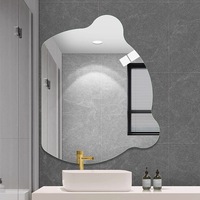 Miroir de Maquillage Intelligent LED Tactile Moderne, Forme Irrégulière Murale, pour Salon, Salle de Bain, Coiffeuse, Graphique
