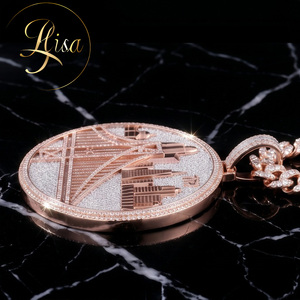 Collier personnalisé avec pendentif lettre Hip Hop <span class=keywords><strong>en</strong></span> Moissanite taille baguette glacée de luxe, plaqué <span class=keywords><strong>or</strong></span>, certifié GRA, pour homme, style Bling raffiné - Product Image 2