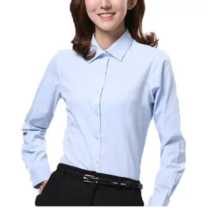 Women Long Sleeve Shirts Solid Color Office Social Shirt Lady's White Color Business Blouse