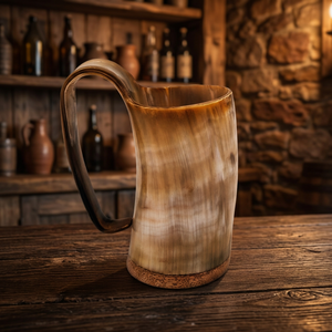 Mug en corne de buffle 100% naturel, artisanal, écologique, résistant à l'eau, léger, anti-fuite, compatible lave-vaisselle, verre à bière - Product Image 1