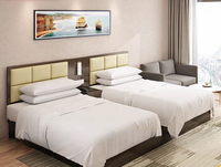 Vente en gros d'ensemble de meubles de chambre d'hôtel lit King Size à quatre colonnes en bois massif pour mobilier d'hôtel