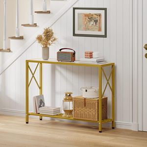 SENYU Modern Yellow Metal Console <b>Table</b> <b>with</b> Storage <b>Shelf</b> for Entryway Living Room Furniture - Product Image 1