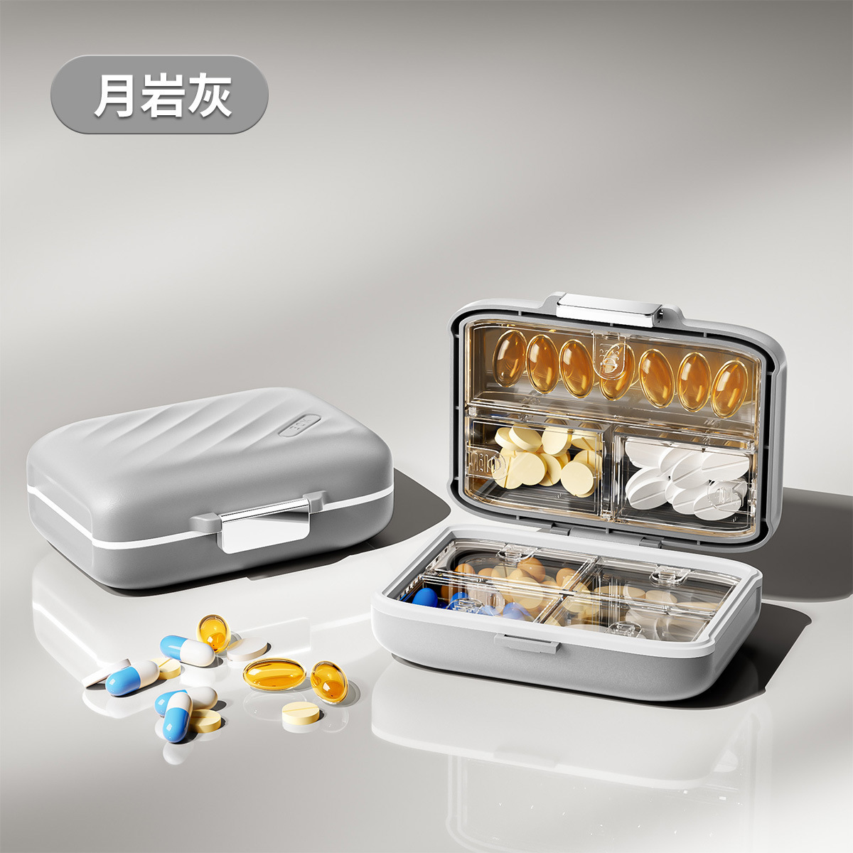 Frosted Medicine Box [Moonstone Gray, 7 Compartments]