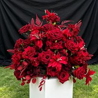 Arreglo floral de seda blanca y roja en forma de bola para centro de mesa de boda, suave y elegante, para decoración de mesa del Día de la Madre y uso en paredes.