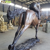 Art équestre Sculpture en bronze grandeur nature Cheval et jockey pour l'extérieur