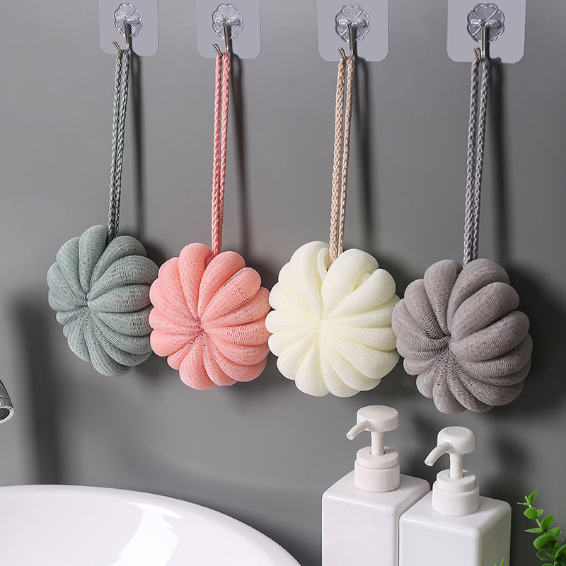 OEM bola bebé Natural Real egipcio ducha espuma calabazas fruta en forma de lufa baño largo esponja de baño de compresión para el baño