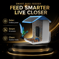 Mangeoire à oiseaux solaire étanche avec caméra extérieure, alimentation automatique, en plastique solide, design élégant