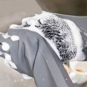<b>Silicone</b> Dishwashing Mitt Reusable Cleaning Mitt with Scrubber Car Wash Home Dishwashing Cleaning Glove for Kitchen - Product Image 6